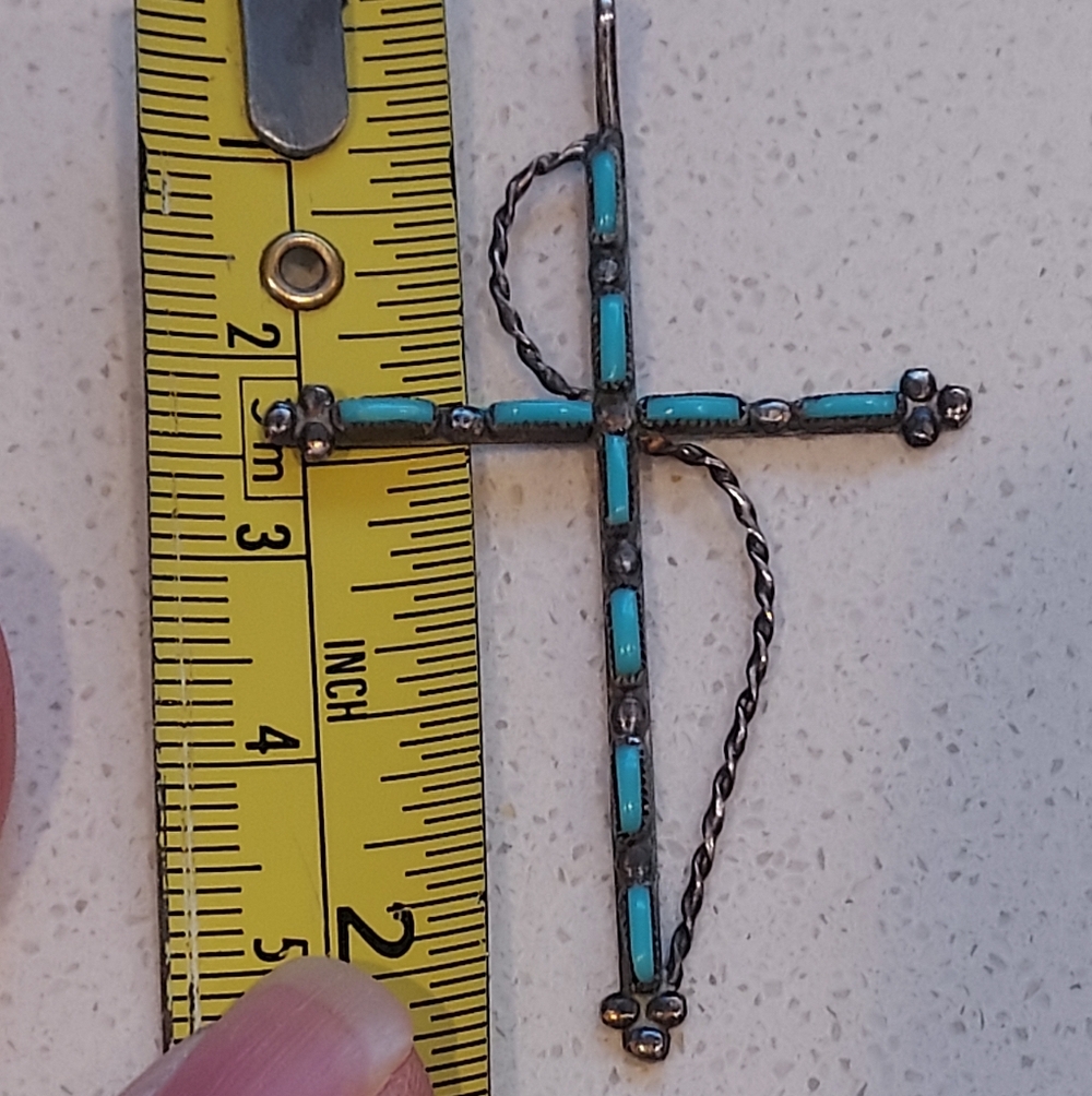 Silver And Turquoise Cross. - Picture 2 of 3